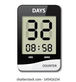 Vector Black White LCD Counter - Countdown Timer