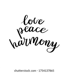 Vector Black White Lettering Love Peace Stock Vector (Royalty Free ...