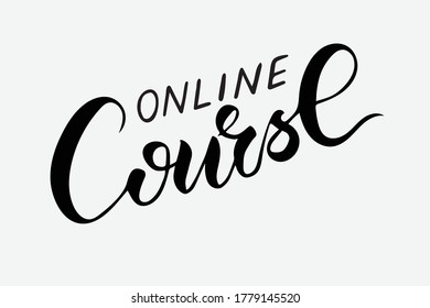 Vector black and white lettering for online courses. Suitable for sites, messages, flyers, posters