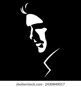 vector black and white light and shadow isolated image of male face formed by shadow. severe male profile. useful for men's products advertising, barbershop, men's clothing stores, logo, print, poster