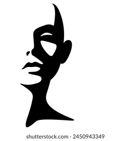 vector black and white light and shadow isolated illustration of a beautiful female face. useful for products for women, beauty salons, decorative and skin care cosmetics, logo, print, poster, design