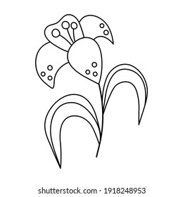 Vector Black And White Lily Icon. Easter Symbol Flower Outline Illustration Or Coloring Page. Floral Clip Art. Cute Spring Plant Isolated On White Background