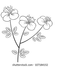 Vector black and white line art of the flower