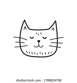 Vector Black White Line Cat Doodle Stock Vector (Royalty Free ...