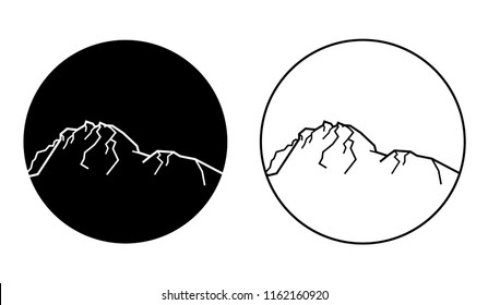 Vector black and white line drawing illustration of mount Monte Rosa (Dufourspitze) in Switzerland. Monte Rosa Massif, Pennine Alps, Swiss Alps. Mountains. Trekking, hiking, camping