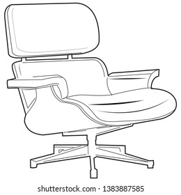 Vector Black And White Line Drawing Of A Barcelona Chair
