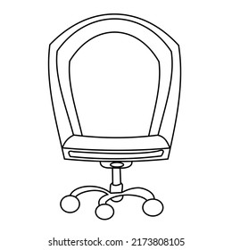 Vector black and white line drawing of a office chair. Editable stroke vector illustration and  be colored.