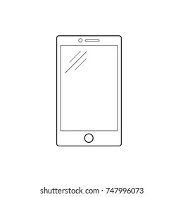Vector black and white line smartphone illustration