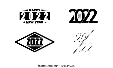 Vector black and white lines lying on multicolored numbers 2022 for poster, brochure, banner, ticket. Simple design for Happy New Year. 