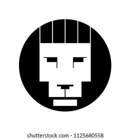vector black and white lion head in Bauhaus style