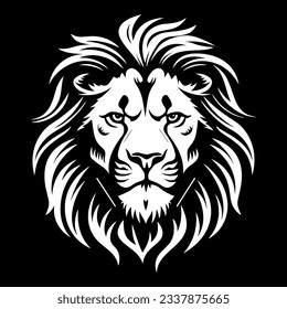 Vector black and white lion head