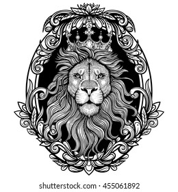 Vector Black and White Lion King Illustration