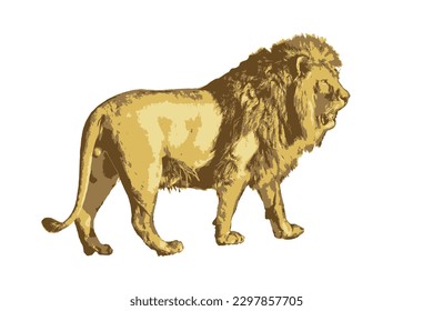 León blanco y negro vectorial para logos y símbolos.