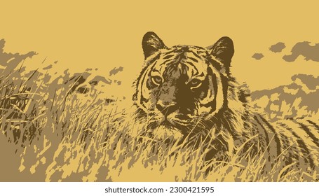 León blanco y negro vectorial para logos y símbolos.
