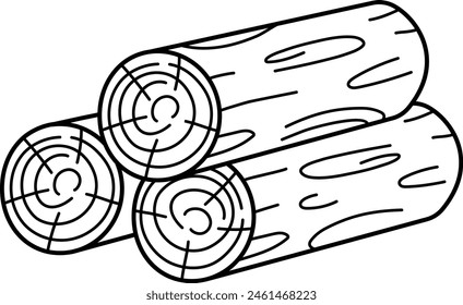 Vector black and white log pile icon. Wood planks line illustration or coloring page isolated on white background. Woodpile picture 
