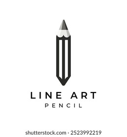 Un logotipo blanco y negro de Vector para los lápices de línea logotipo de diseño plano