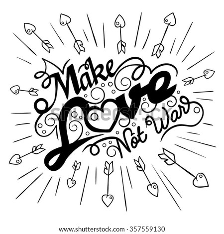 Vector Black and White Make Love Not War Illustration