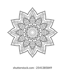 Padrão Mandala preto e branco vetorial. Tatuagem de renda espiritual vibrante com influências islâmicas, árabes, indianas e otomanas. Zentangle inspirou a imagem para a cor.