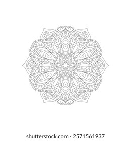 Vector Black and White Mandala Pattern. Vibrant Spiritual Lace Tattoo with Islamic, Arabic, Indian, and Ottoman Influences. Zentangle inspired image to color.