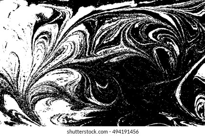 Vector black and white marbled abstract background. Liquid pattern. Grunge texture