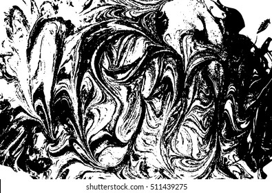 Vector black and white marbled abstract background. Liquid pattern. Grunge vector texture