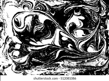 Vector black and white marbled abstract background. Liquid pattern. Grunge vector texture