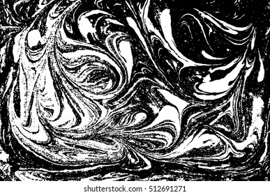 Vector black and white marbled abstract background. Liquid pattern. Grunge vector texture