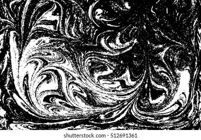 Vector black and white marbled abstract background. Liquid pattern. Grunge vector texture