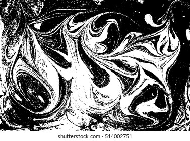 Vector black and white marbled abstract background. Liquid pattern. Grunge texture.