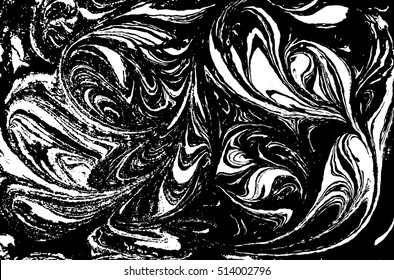 Vector black and white marbled abstract background. Liquid pattern. Grunge texture.