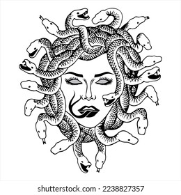 vector of black and white medusa, good for design references