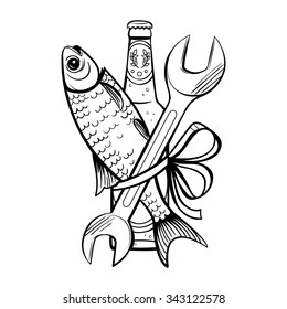 Vector Black and White Men Gift Illustration