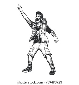 Vector Black and White Metal Rock Guy Illustration