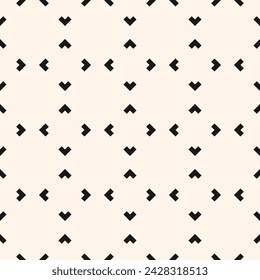 Vector black and white minimalist seamless pattern. Modern geometric texture. Abstract monochrome minimal background with lines, simple shapes, arrows, corners. Funky repeated decorative geo design