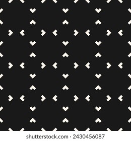 Vector black and white minimalist seamless pattern. Modern geometric texture. Abstract monochrome minimal background with lines, simple shapes, small arrows, corners. Funky repeated dark geo design