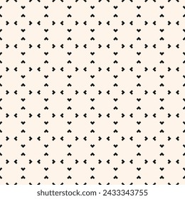 Vector black and white minimalist seamless pattern. Stylish geometric texture. Abstract minimal monochrome background with dots, simple shapes, small arrows, corners. Funky modern repeated geo design