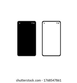 Vector Teléfono Móvil Blanco Y Negro Con Pantalla En Blanco En Blanco
