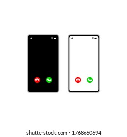 Vector Black And White Mobile Phone And Incoming Call Signal With Blank Screen On White