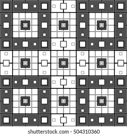 Vector black and white modern abstract pattern of a square, abstract background, retro black and white texture design tiles for the web site