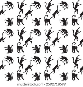 vector black and white monkey shadow pattern with premium quality