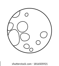 Vektorschwarz-weißer Mond. Halloween-Umriss-Symbol. Rute Herbst alle Heiligen noch einmal Illustration. Samhain Party-Design für Kinder. Planlinienzeichnung
