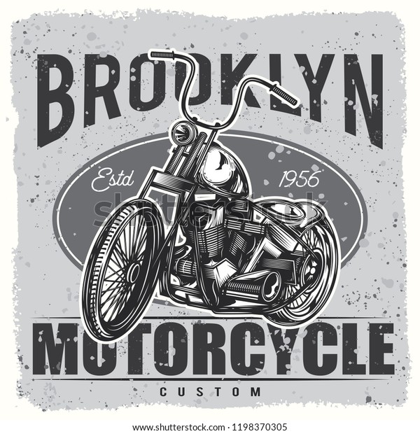 Vector black and white motorcycle illustration.\
Print on t-shirt or\
stickers