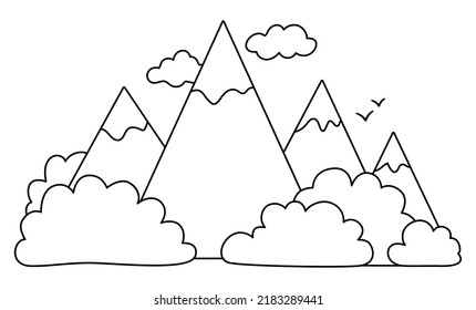 Vector Black White Mountain Forest Landscape Stock Vector (Royalty Free ...