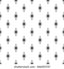 Vector black white navajo aztec seamless pattern. Aztec abstract geometric print. Ethnic hipster backdrop. Ornament geometric aztec seamless pattern. Triangle geometric aztec seamless pattern.