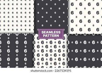 vector black white number 6 pattern seamless