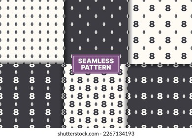 vector black white number 8 pattern seamless