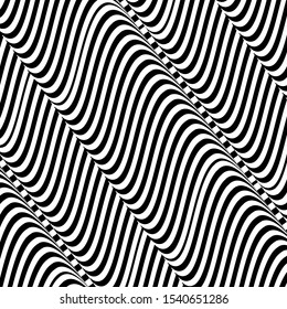 Vector black and white op art pattern. Optical illusion abstract background