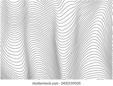 Vector black and white optical illustration design, waves lines pattern, abstract geometric covers  wavy lines design.