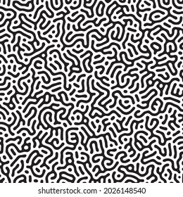Vector black and white organic rounded lines pattern. Biology turing background
