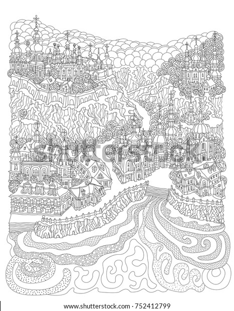 Vector Black White Outline Contoured Fantasy Stock Vector (royalty Free 